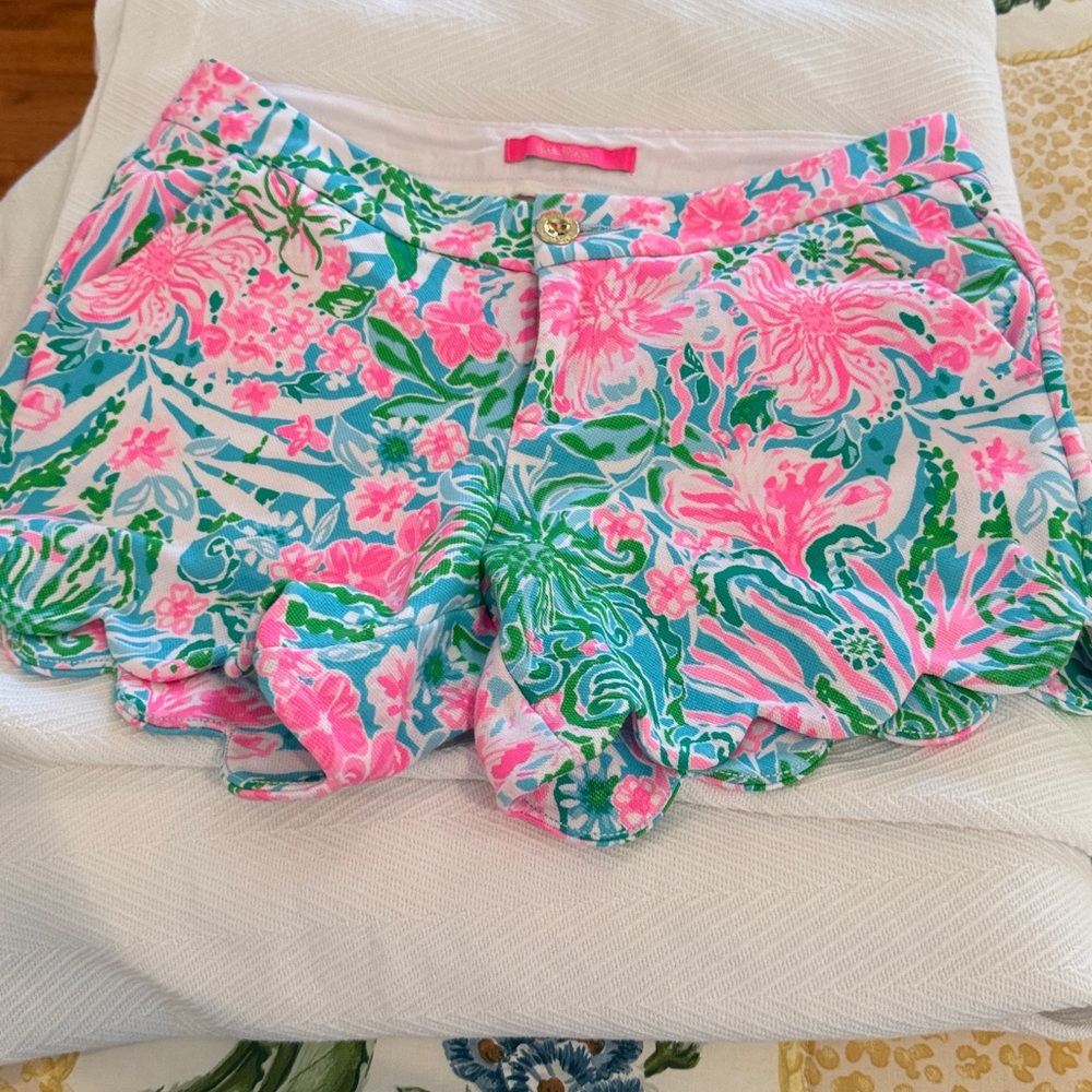 Lilly Pulitzer Pink and Green Floral High Waist Shorts